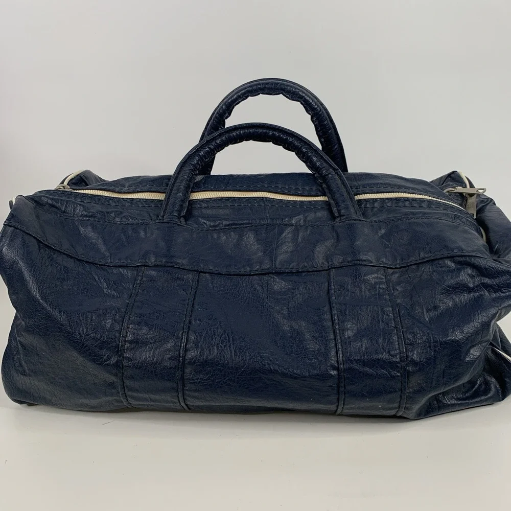 Vintage Wilson Duffel Bag Blue Faux Leather‎ Made In USA Sports Gym Bag